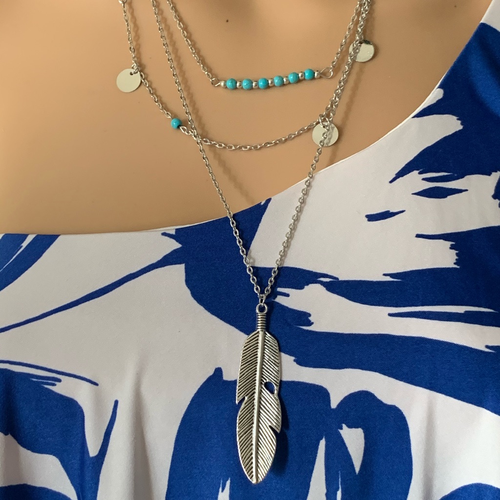 3 Layer Boho Necklace Silver